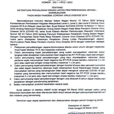 Dishub Jepara Ketentuan Perjalanan Karimunjawa